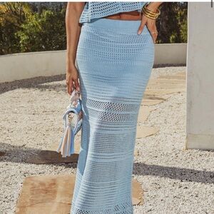 Vici Poolside Daydream Open Knit Midi Skirt